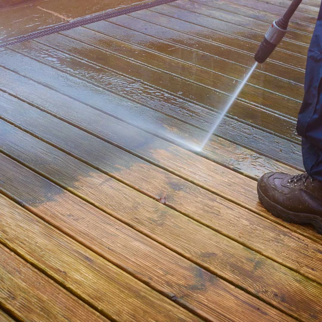 Pressure washing driveway